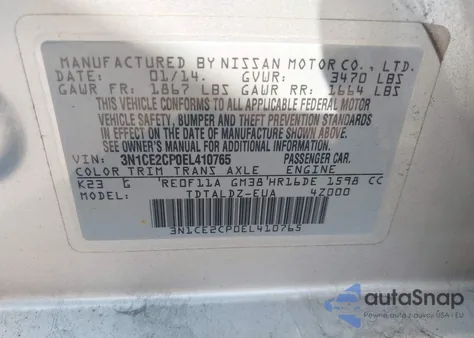 2014 Nissan Versa Note Sv z USA, uszkodzony, nr VIN 3N1CE2CP0EL410765